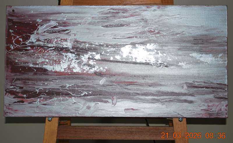 2007 Abstract seascape artwork in maroon and silver - idalet