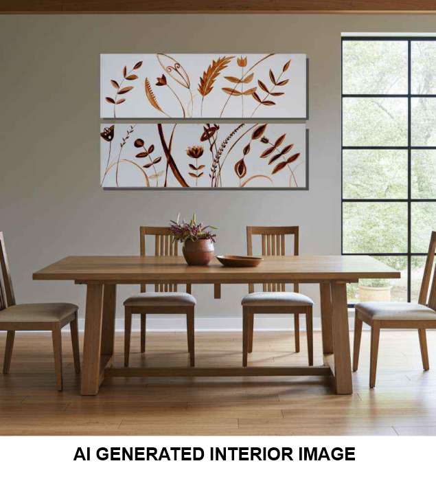 2008 Minimalist Brown Leaf Art - Field of Flowers II for Your Tranquil Space