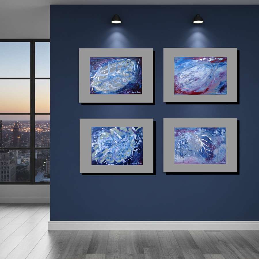 2008 - Silver Leaves I - contemporary leaf wall art painting