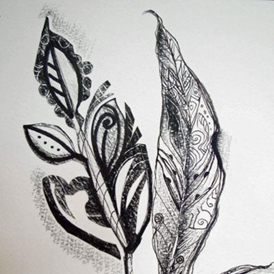 Contemporary art leaf drawing by Idalet