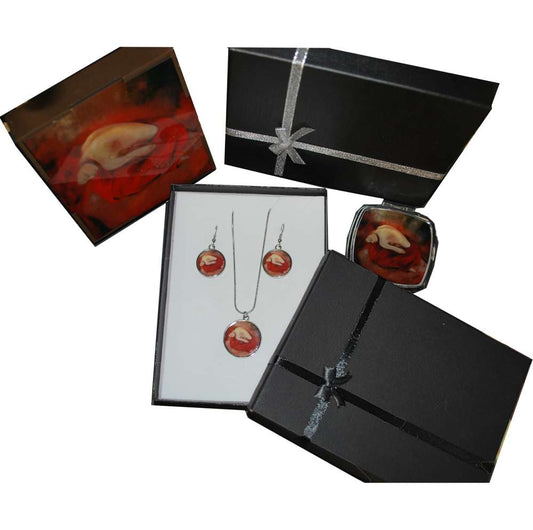 Jewellery gift set with necklace, earrings, compact mirror and keepsake box - idalet and erica