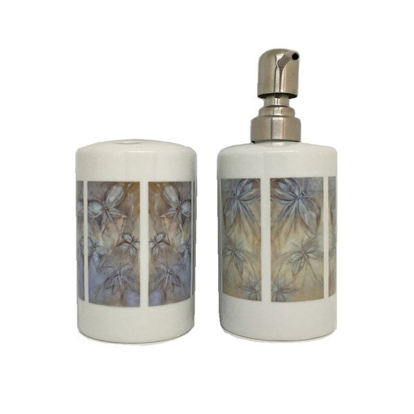 soap dispenser and toothbrush holder set - Dragonflies - idaletanderica