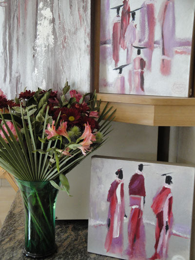 Modern art canvas prints in cherise pink  - idalet and erica