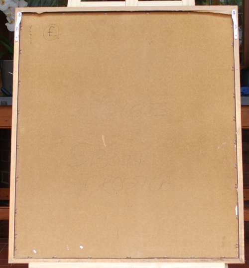 1996 Happy Cat Playful Contemporary Wall Art. Back of Frame