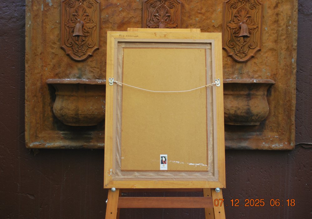 2004 - Red Madonna - modern icon fine art painting - back 