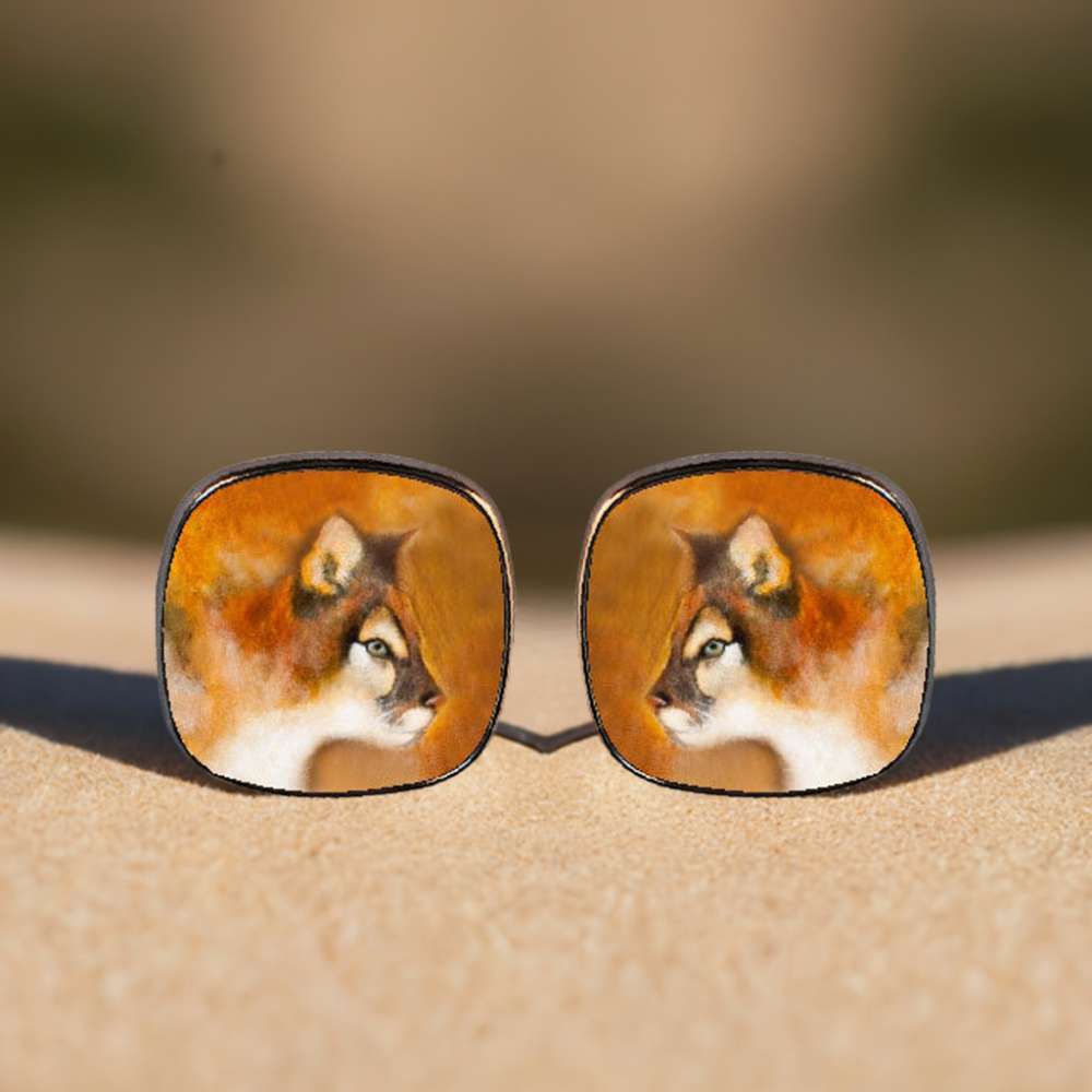 Mountain Lion unique square stud earrings South Africa - idalet and erica