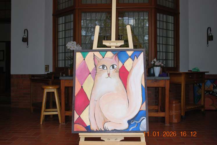 1996 Happy Cat Playful Contemporary Wall Art - Playtime Kitty 