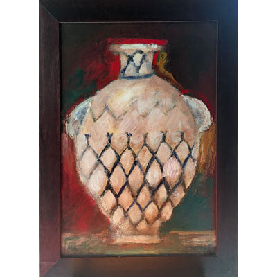 Framed Painting of a white antique clay pot. - Idalet and Erica