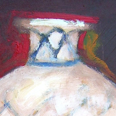 Paintings of white antique clay pots