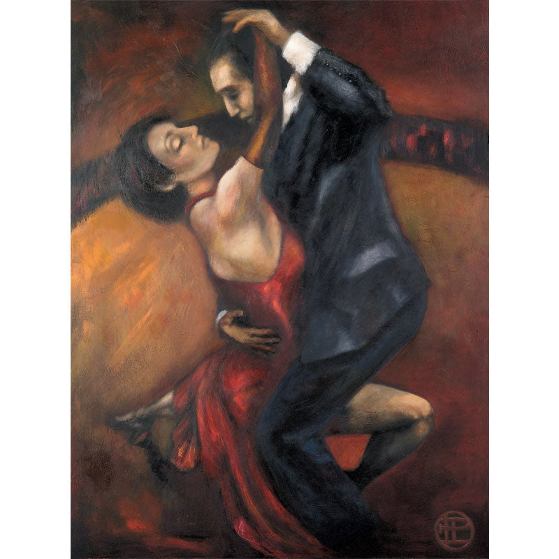 Tango. A canvas wall art print of a dancing couple by idalet