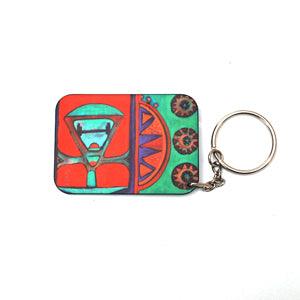 Train keychain for homekeys with modern abstract art. - defineartgifts