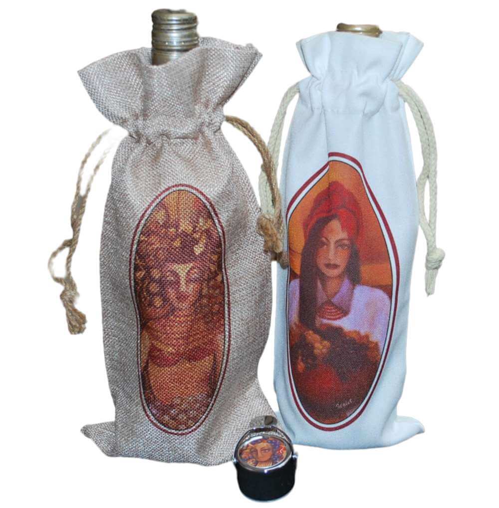 Bottle bags and bottle stopper - unique gift set