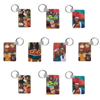Ethnic art inspired double-sided MDF keyrings