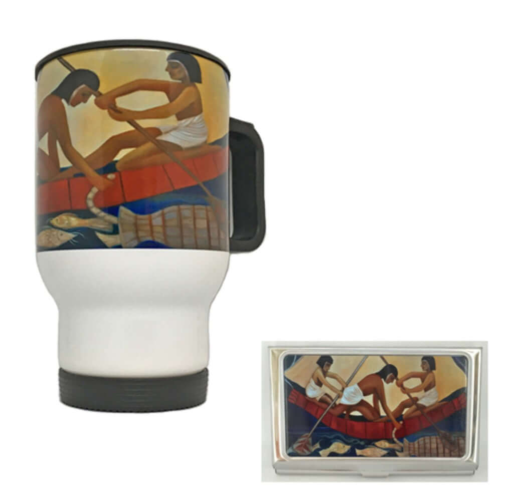 Pharaoh's Fishermen Gift Set - Travel Mug and Card Holder