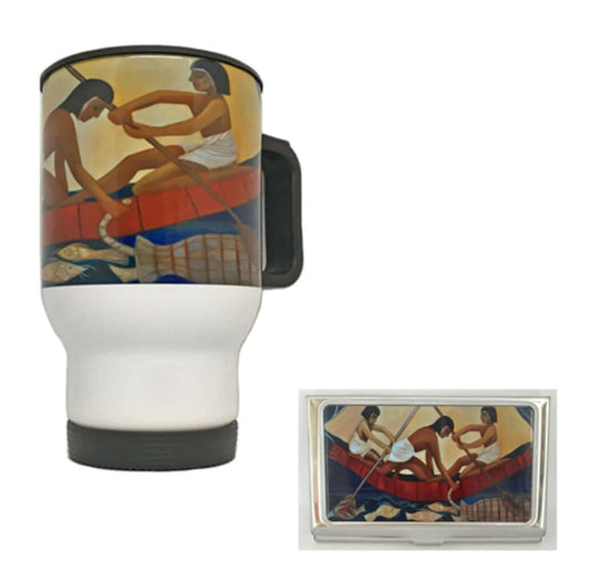 Pharaoh's Fishermen Gift Set - Travel Mug and Card Holder