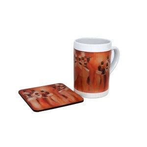 African Art: Vivid memory I. Slim mug for office tea and coffee station. 